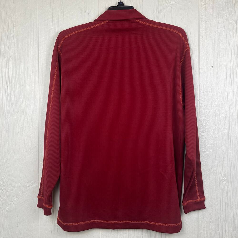 Nike Golf Polo long sleeve mens Large maroon Texture Knit Embroidered Swoosh Y2K - Picture 6 of 8